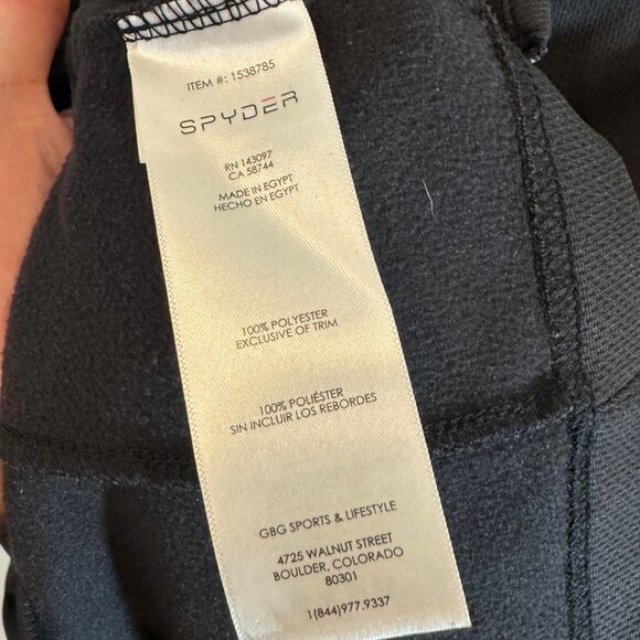 Spyder 1/4 Zip Baselayer Pullover Sweater in Black Unisex Mens SM - Picture 5 of 9